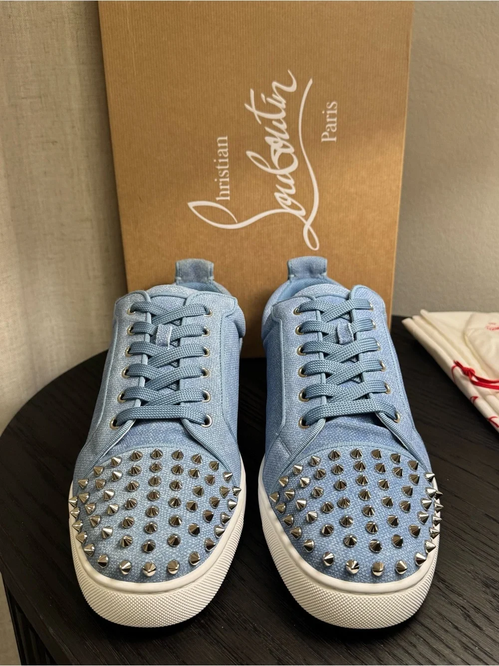 Christian Louboutin Louis Junior Orlato Spikes Sneakers Crosta Blue 45